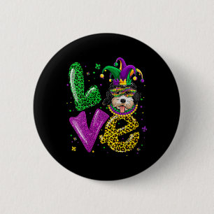 Cute Love Golden Doodle Dog Mask Plaid Leopard Mar 6 Cm Round Badge