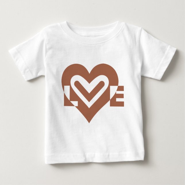 Cute Love Graphic Chocolate Brown Baby T-Shirt (Front)