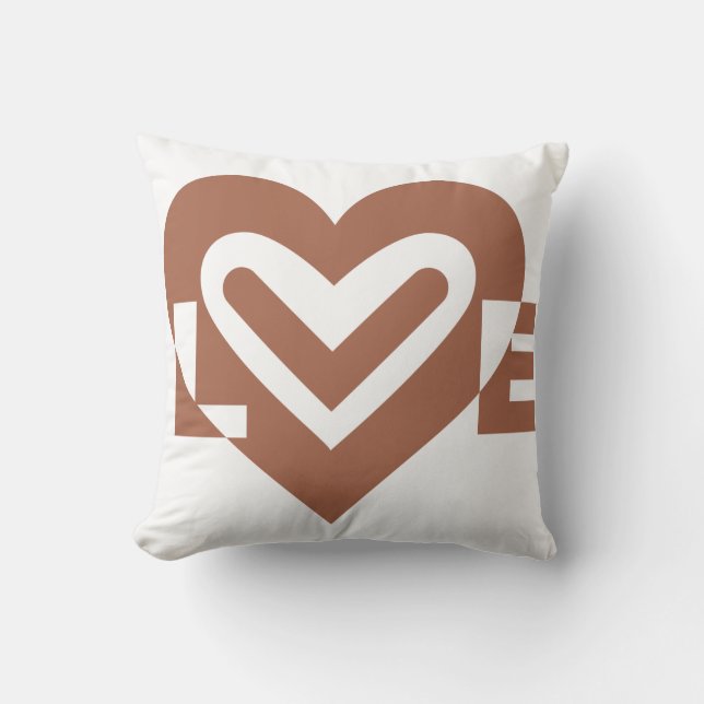 Cute Love Graphic Chocolate Brown Cushion (Front)