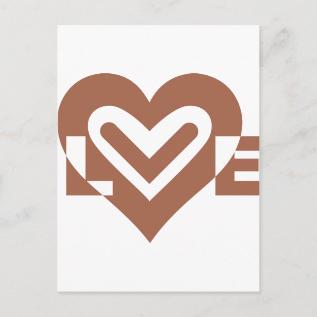 Cute Love Graphic Chocolate Brown Postcard (Front)
