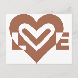 Cute Love Graphic Chocolate Brown Postcard
