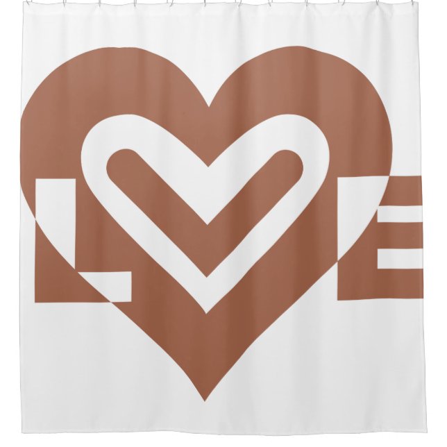 Cute Love Graphic Chocolate Brown Shower Curtain (Front)