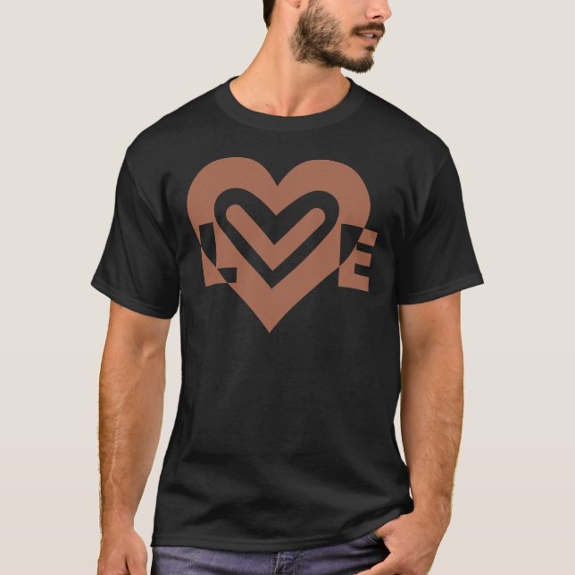 Cute Love Graphic Chocolate Brown T-Shirt (Front)