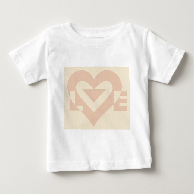 Cute Love Graphic, Cream Beige Baby T-Shirt (Front)