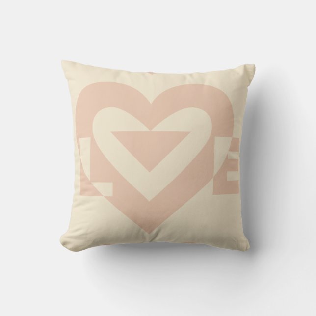 Cute Love Graphic, Cream Beige Cushion (Front)