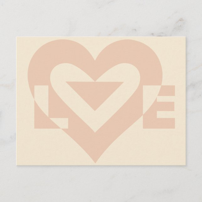 Cute Love Graphic, Cream Beige Postcard (Front)