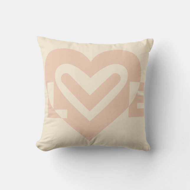 Cute Love Graphic in Beige Cushion (Front)
