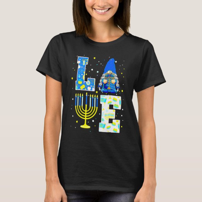 Cute LOVE Hanukkah Decorations Dreidel Menorah Cha T-Shirt (Front)