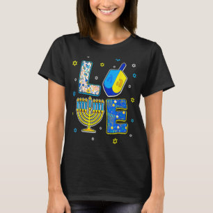 Cute LOVE Hanukkah Decorations Dreidel Menorah Cha T-Shirt