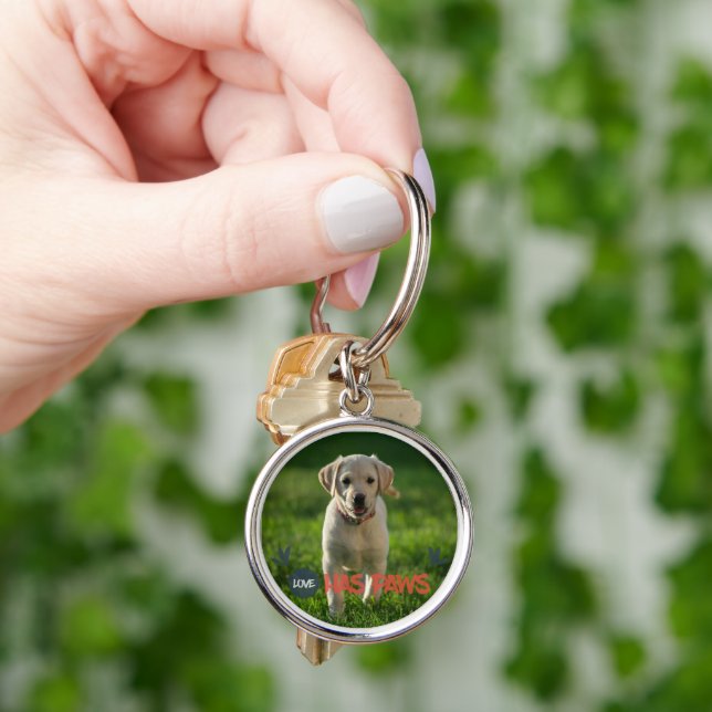 cute love has paws dog lover quotes  key ring (Hand)