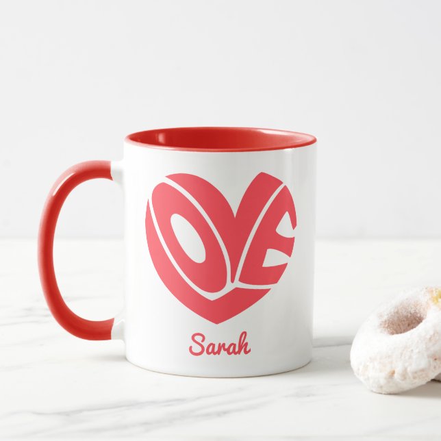 Cute Love Heart Coffee Mug (With Donut)