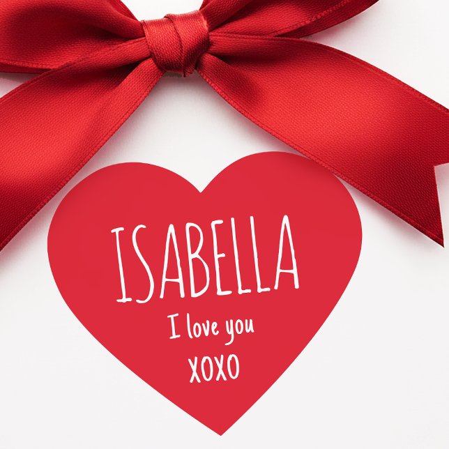 Cute Love Heart Custom Text Name Modern Valentine Sticker (Creator Uploaded)