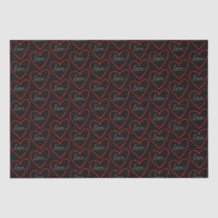 Cute love heart pattern on black background tissue paper