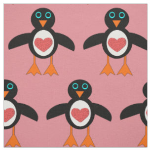 Cute Love Heart Penguin Craft Fabric