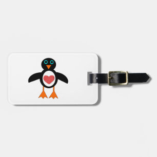 Cute Love Heart Penguin Custom Luggage Tag