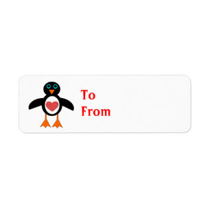 Cute Love Heart Penguin Custom Present Tags