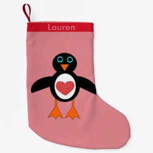 Cute Love Heart Penguin Custom Stocking