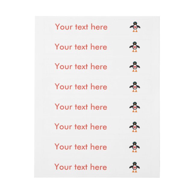 Cute Love Heart Penguin Customisable Labels (Sheet)