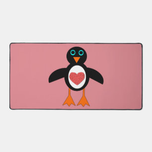 Cute Love Heart penguin Desk Mat