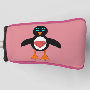 Cute Love Heart Penguin Golf Putter Cover