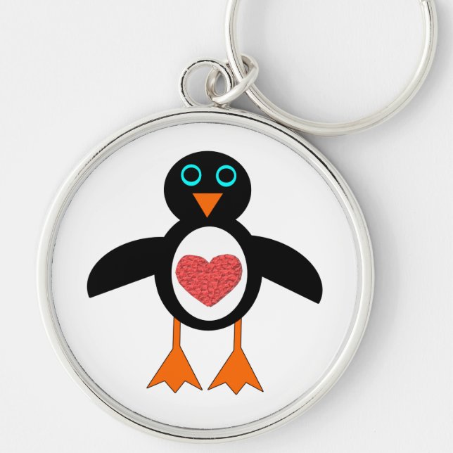 Cute Love Heart Penguin Keychain (Front)