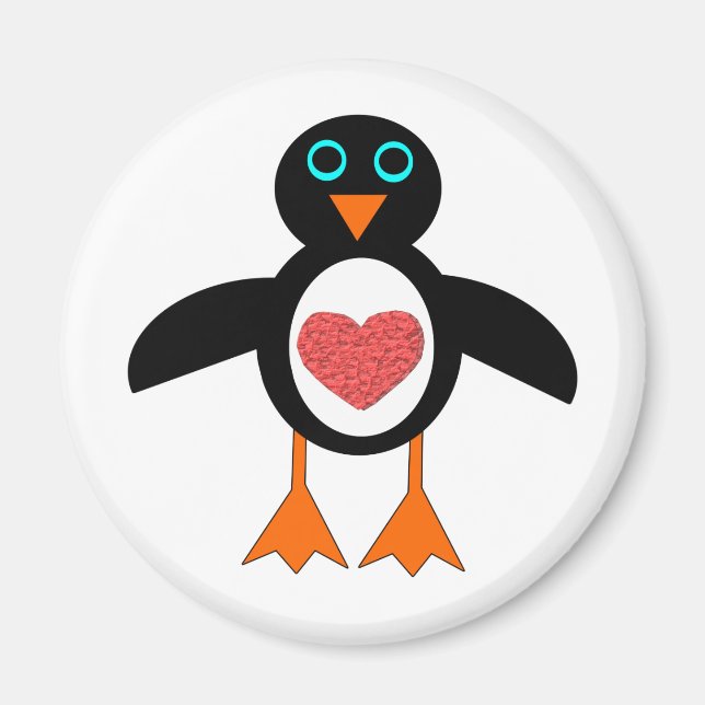 Cute Love Heart Penguin Magnet (Front)