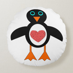 Cute Love Heart Penguin Pillow