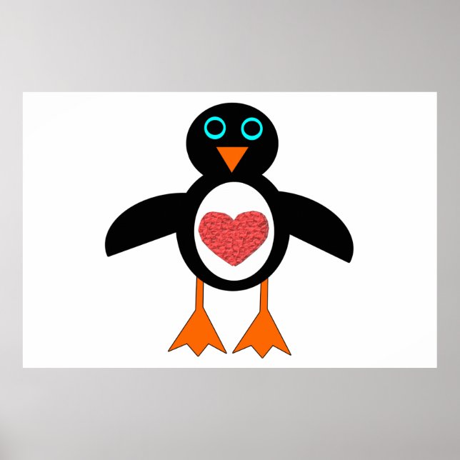 Cute Love Heart Penguin Poster (Front)