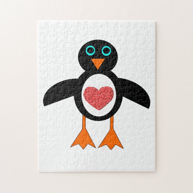 Cute Love Heart Penguin Puzzle (Vertical)