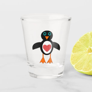 Cute Love Heart Penguin Shot Glass