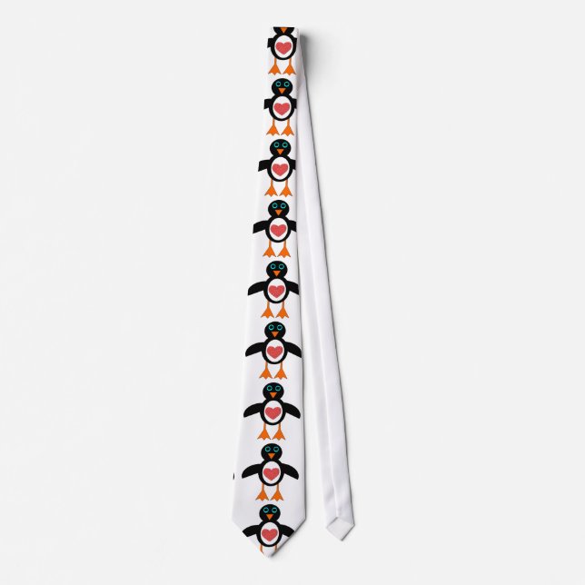 Cute LOve Heart Penguin Tie (Front)