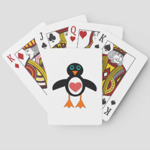 Cute Love Heart Penguins Playing Cards