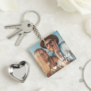 Cute Love Heart Photo Couples Personalised Names Key Ring