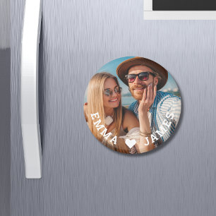 Cute Love Heart Photo Couples Personalised Names Magnet