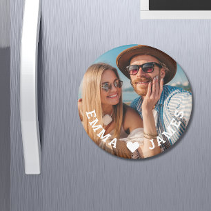 Cute Love Heart Photo Couples Personalised Names Magnet