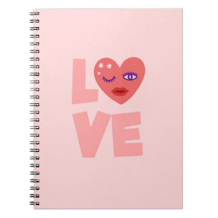 Cute Love Heart Pink Colour Cartoon Pattern Notebook