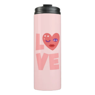 Cute Love Heart Pink Colour Cartoon Pattern Thermal Tumbler