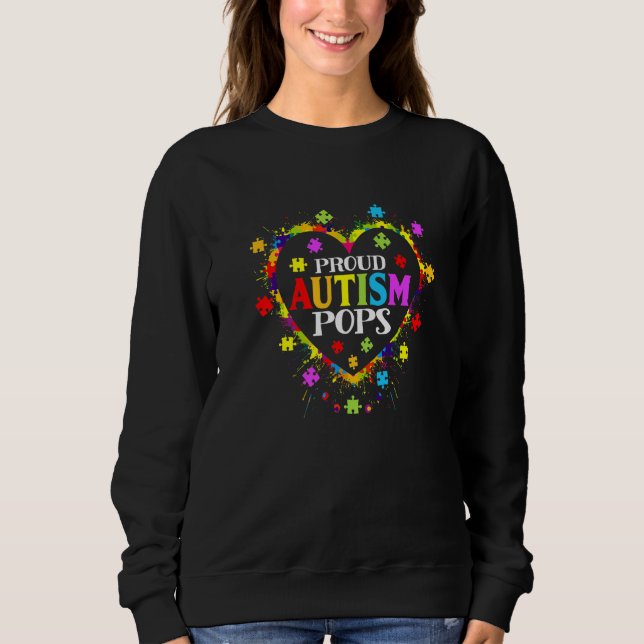 Cute Love Heart Proud Autism Pops Autism Awareness Sweatshirt (Front)