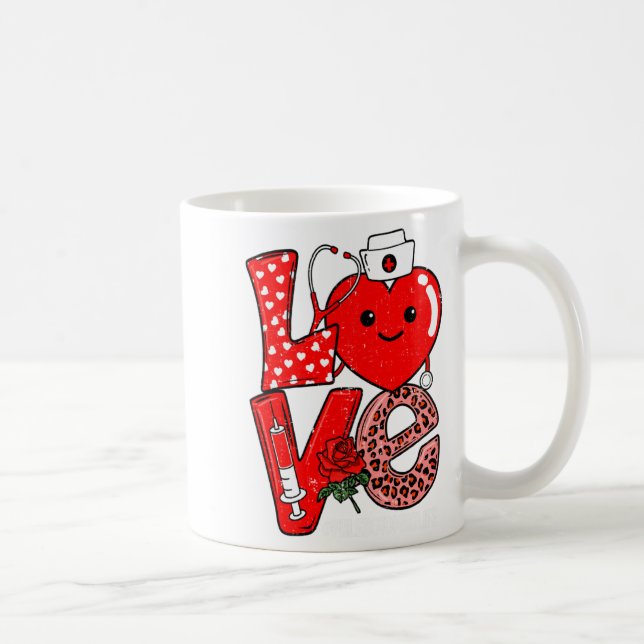 Cute Love Heart Stethoscope Phlebotomist Life Vale Coffee Mug (Right)