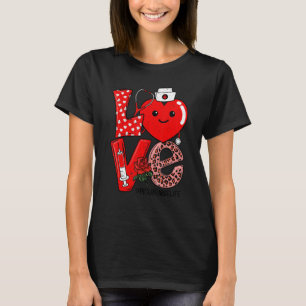 Cute Love Heart Stethoscope PICU Nurse Life Valent T-Shirt
