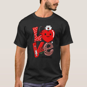 Cute Love Heart Stethoscope School Nurse Life Vale T-Shirt