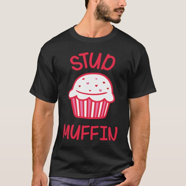 Cute Love Heart Stud Muffin Valentine's Day T-Shirt (Front)