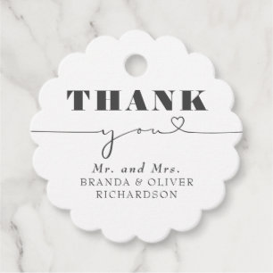 Cute Love Heart Text Thank You Wedding Favour Tags