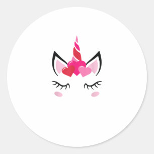 Cute Love Heart Unicorn Valentines Day Top T-Shirt Classic Round Sticker