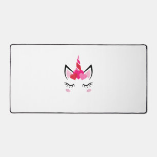 Cute Love Heart Unicorn Valentines Day Top T-Shirt Desk Mat