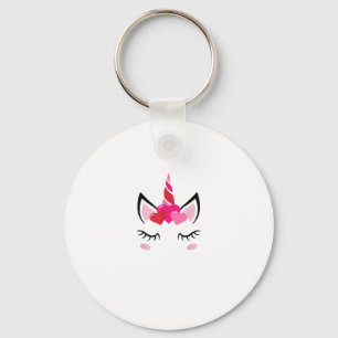 Cute Love Heart Unicorn Valentines Day Top T-Shirt Key Ring