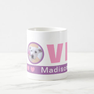 Cute Love Hearts Dog Photo Valentines Day Pink Coffee Mug