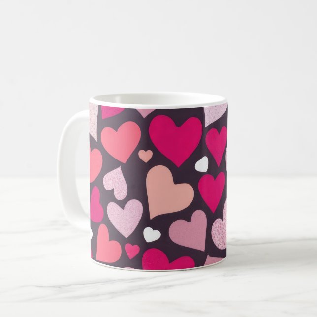 Cute Love Hearts Pattern Coffee Mug (Front Left)