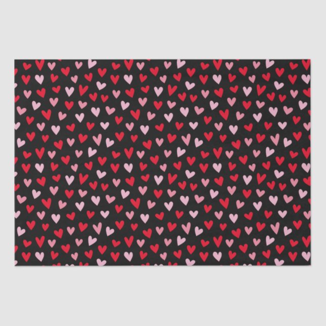 Cute Love Hearts Pink Red Black Valentine Tissue Paper (Front)