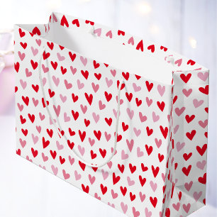 Cute Love Hearts Pink & Red Valentine Large Gift Bag